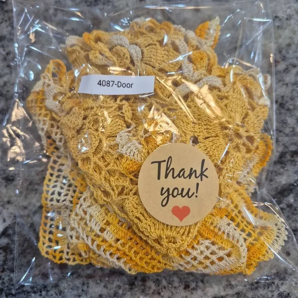 Crochet, Vintage Yellow & White Cotton